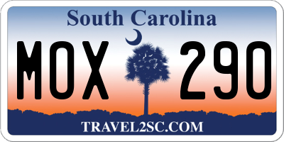 SC license plate MOX290