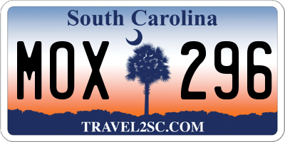 SC license plate MOX296