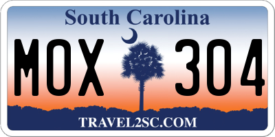SC license plate MOX304