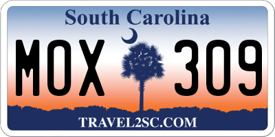 SC license plate MOX309