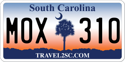 SC license plate MOX310
