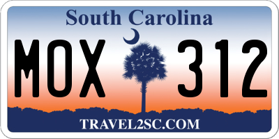 SC license plate MOX312