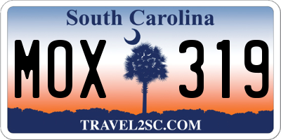SC license plate MOX319