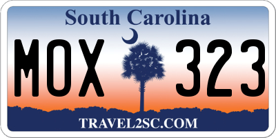 SC license plate MOX323