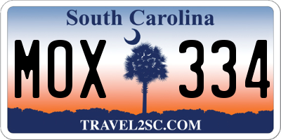 SC license plate MOX334