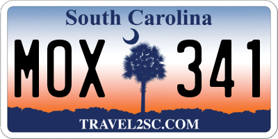 SC license plate MOX341