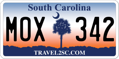SC license plate MOX342
