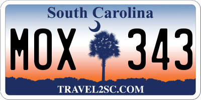 SC license plate MOX343