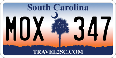 SC license plate MOX347