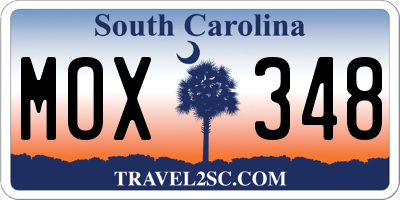 SC license plate MOX348