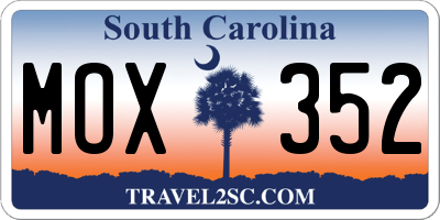 SC license plate MOX352
