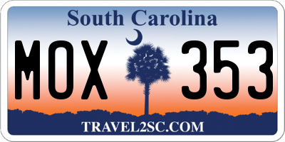 SC license plate MOX353