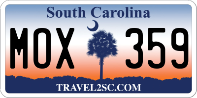 SC license plate MOX359