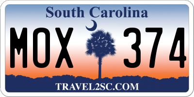 SC license plate MOX374