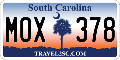 SC license plate MOX378