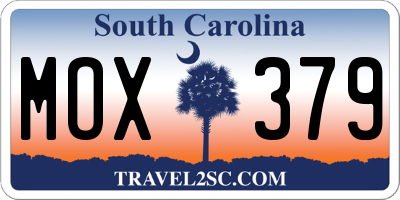 SC license plate MOX379