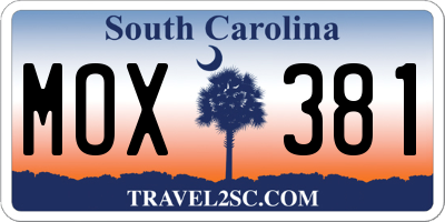 SC license plate MOX381