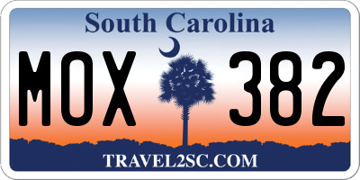 SC license plate MOX382