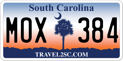 SC license plate MOX384