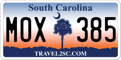 SC license plate MOX385