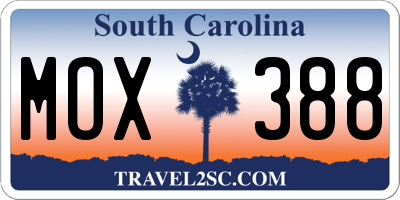 SC license plate MOX388