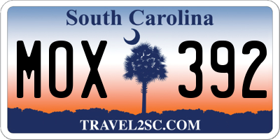 SC license plate MOX392