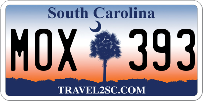 SC license plate MOX393