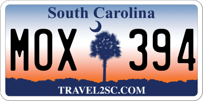 SC license plate MOX394