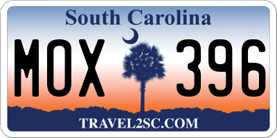 SC license plate MOX396