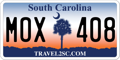 SC license plate MOX408
