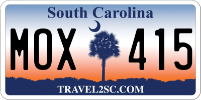 SC license plate MOX415