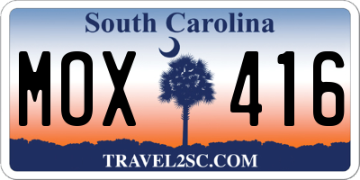 SC license plate MOX416