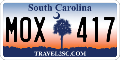SC license plate MOX417