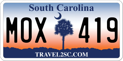 SC license plate MOX419