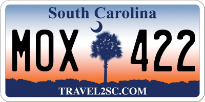 SC license plate MOX422