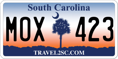 SC license plate MOX423