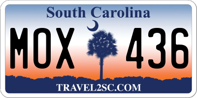 SC license plate MOX436