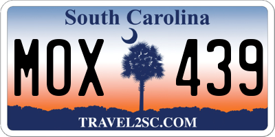 SC license plate MOX439