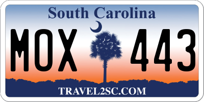 SC license plate MOX443