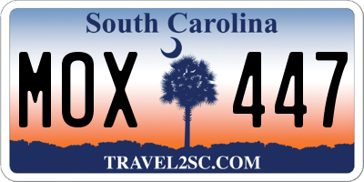 SC license plate MOX447
