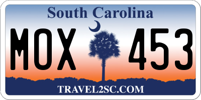 SC license plate MOX453