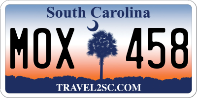 SC license plate MOX458