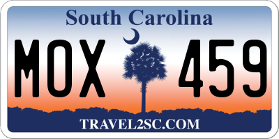SC license plate MOX459