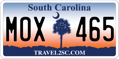 SC license plate MOX465