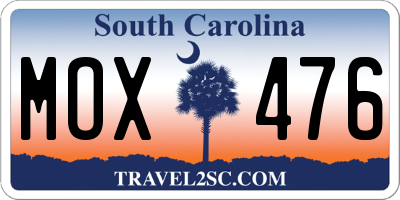 SC license plate MOX476