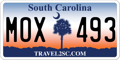 SC license plate MOX493