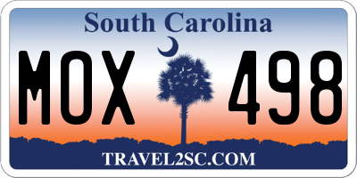 SC license plate MOX498