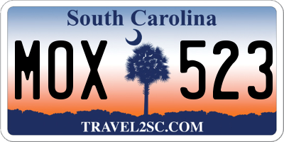 SC license plate MOX523