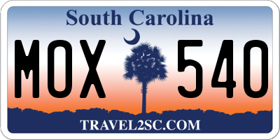 SC license plate MOX540