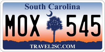 SC license plate MOX545